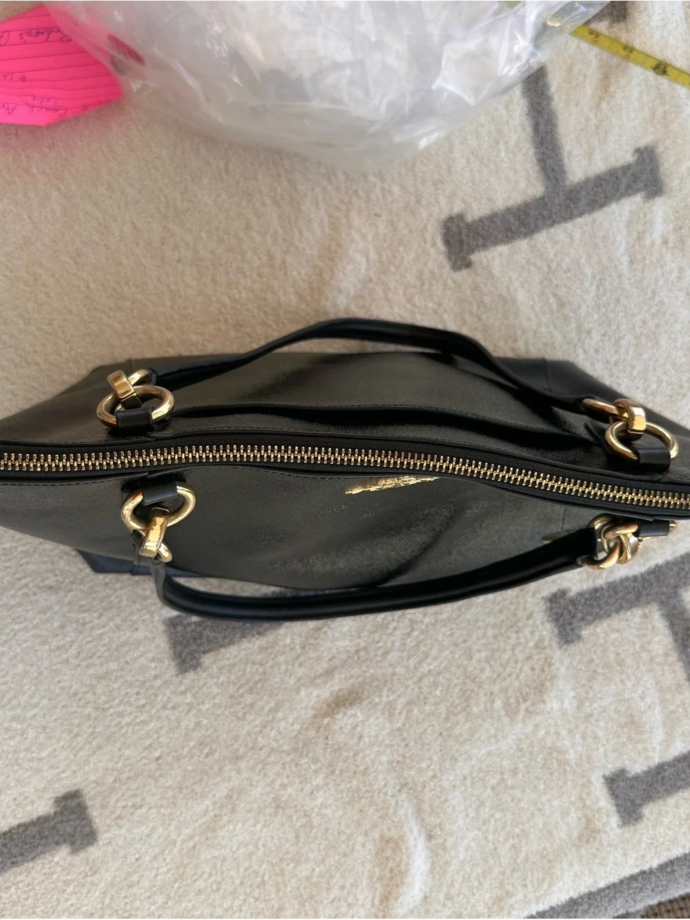 Coach Black Leather Tote with Gold Accents 2018 Ara tote